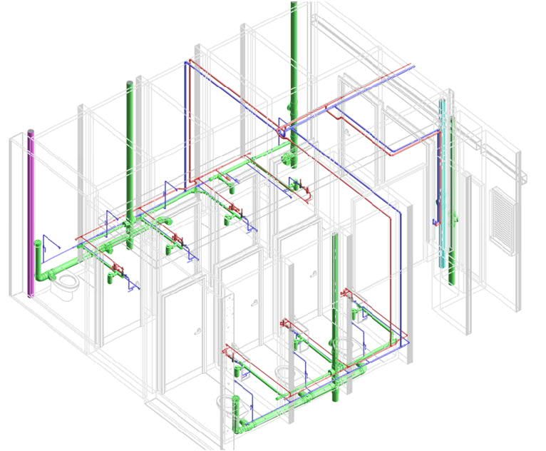 Commercial toilet core public health BIM model